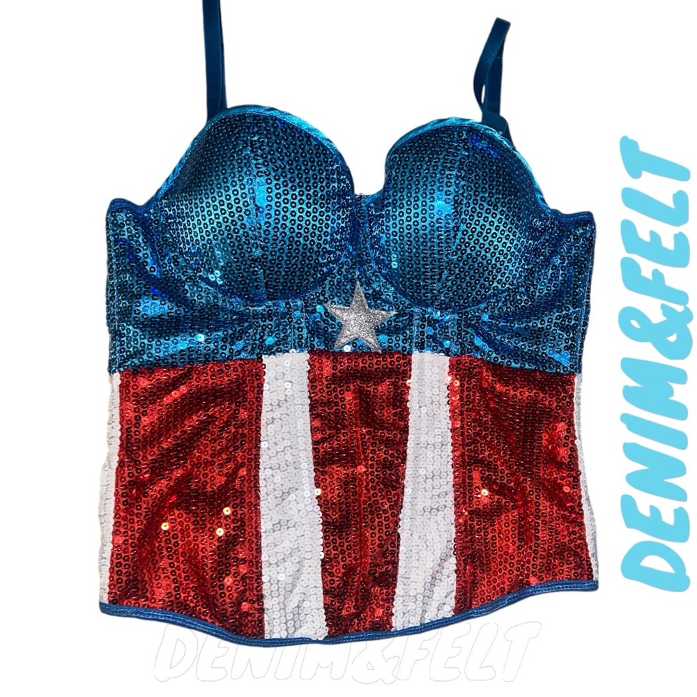 Marvel American Dream Sexy Sequin Corset/Bustier | HALLOWEEN | NEW/NWT!!!🇺🇸♥